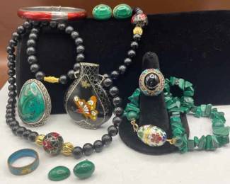 Cloisonn Green Malachite Pieces