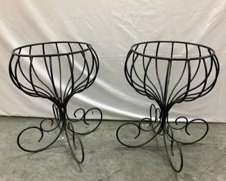 Black Metal Wire Planters