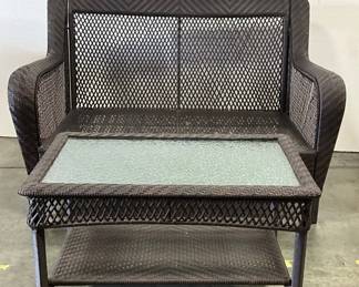 Brown Wicker Bench And Table