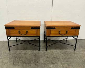 Wooden And Iron End Tables