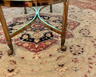 Vintage Mid Century Labarge Style Brass and Glass Oval Coffee Table