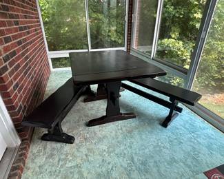 Table & (2) Benches - Available for Pre-Sale - $150 plus tax - Must be paid for and moved by Monday, June 9th at 6 p.m. Must bring enough help for moving and loading, as Thrifty Blonde and staff are unable to assist due to our liability insurance limitations.
