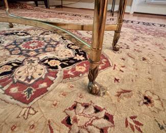 Vintage Mid Century Labarge Style Brass and Glass Oval Coffee Table