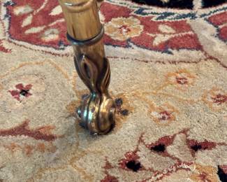 Vintage Mid Century Labarge Style Brass and Glass Oval Coffee Table