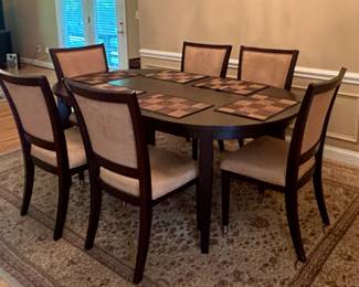 DINING TABLE & (6) Chairs - Available for Pre-Sale - $250 plus tax - Must be paid for and moved by Monday, June 9th at 6 p.m. Must bring enough help for moving and loading, as Thrifty Blonde and staff are unable to assist due to our liability insurance limitations.