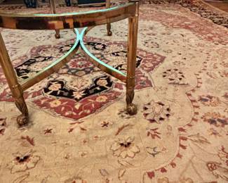 Vintage Mid Century Labarge Style Brass and Glass Oval Coffee Table