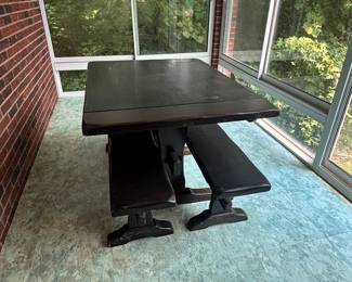 Table & (2) Benches - Available for Pre-Sale - $150 plus tax - Must be paid for and moved by Monday, June 9th at 6 p.m. Must bring enough help for moving and loading, as Thrifty Blonde and staff are unable to assist due to our liability insurance limitations.