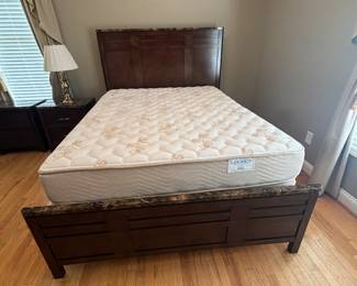 FULL BED - Available for Pre-Sale - $150 plus tax - (Mattress/Boxspring - comes with it - but price is for the bed frame - you do not have to take the mattress/boxspring). Must be paid for and moved by Monday, June 9th at 6 p.m. Must bring enough help for moving and loading, as Thrifty Blonde and staff are unable to assist due to our liability insurance limitations.