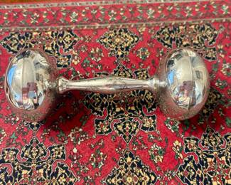 WEB - Sterling Silver - Barbell Baby Rattle