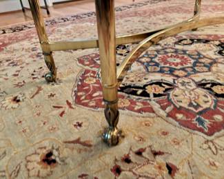 Vintage Mid Century Labarge Style Brass and Glass Oval Coffee Table