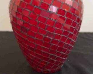 Mosaic RedGray Leaded Glass Vase