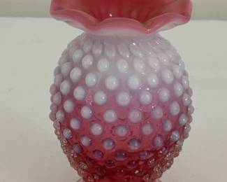 007 Fenton Cranberry Opalscent Hobnail Glass