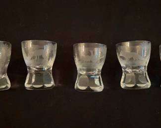Hunter Shot Glasses 5 Etched with Game Birds Animals