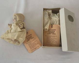 Antique Bisque Baby Doll with Box of Clothes