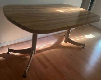 MCM Light Oak Dining Table on wheels