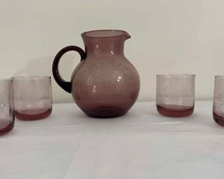 Beautiful Pitcher With Matching Glasses