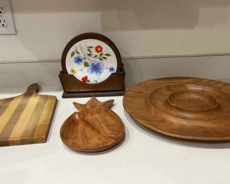 Trivet Floral WoodTile Set, Royal Acacia Dish Other Wood Kitchen Items