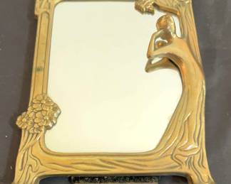 006 Art Deco Brass Frame with Woman Gazing into Mirror