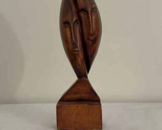 Vintage Large Wood Face Sculpture Carving