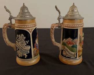 PreWar Beer Steins 2 with Metal Lids