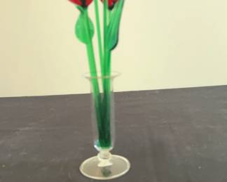 Glass Vase, Flowers Leaves