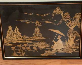Vintage Asian Man With Bamboo