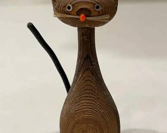 Vintage MCM Cat Made from Japanese Cedar Wood