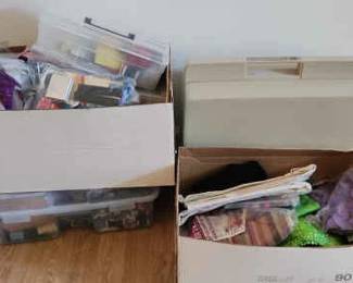 Singer Sewing Machine And Supplies Mystery Lot