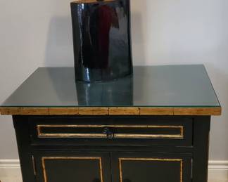 Contemporary Nightstand and Black Ceramic Lamp