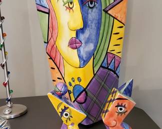 1980s Picasso Inspired Vase and Salt/Pepper