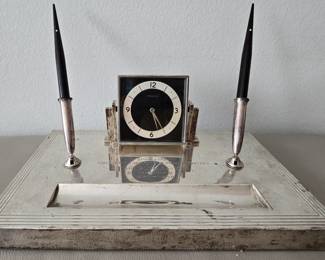 Antique Tiffany & Co. Sterling Silver desk set with clock