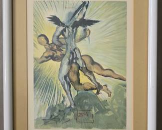 Salvador Dali devine comedy artist proof woodcut