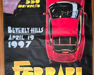 Vintage 1997 550 Maranello banner for the introduction ceremony in Beverly Hills signed by Piero Ferrari
