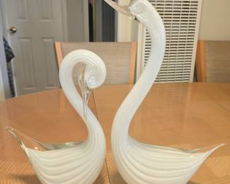 Murano glass swans