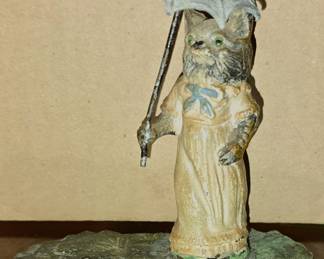 19th century Lead Cat with umbrella figurine