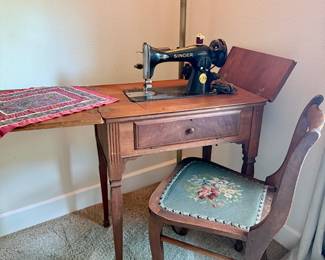 Singer Sewing Machine w/Cabinet
Needlepoint Antique Chair / sold separate