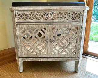 M23 - $250. Mirrored tv stand with drawer/cabinet. Measures 33" wide x 16" deep x 32.5 tall.