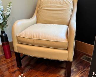 M25 - $275. Leathercraft chair "Milan Butter Yellow". Measures 28" wide x 26" deep x 36" tall.