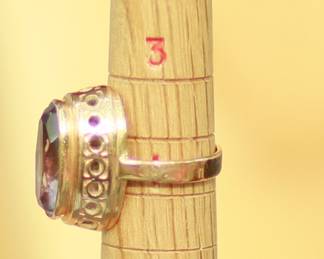 J11 - $425. Size 3.5/4. Vintage Russian Gold Ring. (I believe the stone is Alexandrite - not Amethyst)