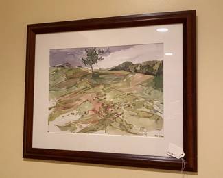 M130 - $250. Amy Depew . "Distant Storm" original watercolor on Paper 2007. Framed it measures 22.75" x 18.75"