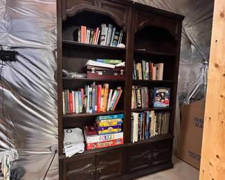 M83 - $40 for the PAIR of wooden bookcases. Each measures 28" wide x 11" deep x 78" tall. They are located in the walk out basement and will need to be carried around the house.