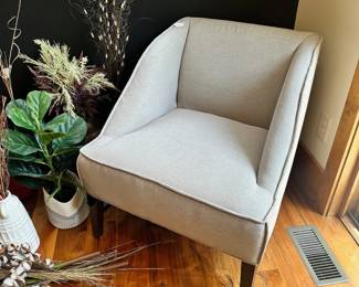 M37 - $75. Gray side chair. Measures 28" w x 28" d x 31" tall.