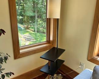 M42 - $60. Side table with attached lamp. Measures 10" wide x 20" deep x 61" tall.