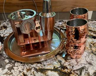 M16 - $30. Godinger Copper Bar set (missing jigger). PENDING - M17 - $15. Set of 4 Moscow Mule mugs.