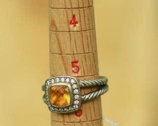 J23 - $250. Size 5.5. David Yurman Citrine & Diamond Petite Albion Ring. 7mm. (Still retails for $725.)