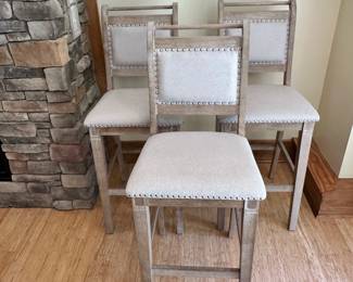 M24 - $150. 3 bar height bar stools. Measures 19" x 17" x 46" tall.