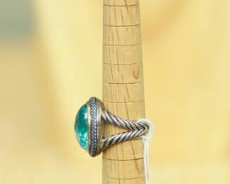 J1 - $1,800. David Yurman Sterling Albion Oval Ring with Blue Topaz and Diamonds. Size 5.5/6. Still retails $3200.