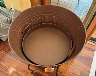 M59 - $70. Copper Toned ice bucket/wine rack with serving tray.