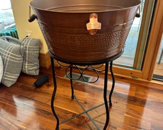 M59 - $70. Copper Toned ice bucket/wine rack with serving tray.