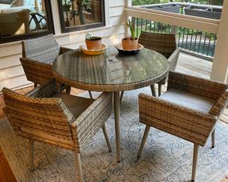 M101 - $400. Outdoor Patio Set - used on screened in covered porch. Table with 4 Chairs & Cushions. Very good Condition!